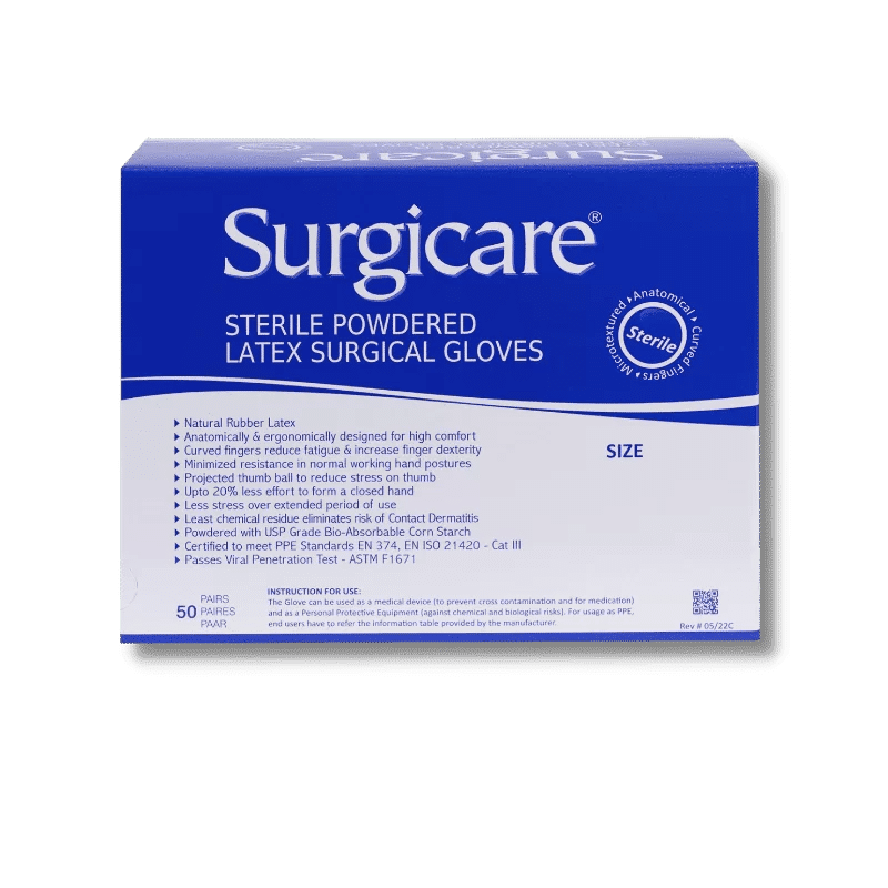 Surgicare Sterile Surgical Gloves - Latex Powdered 7.0 Pack of 25 pairs
